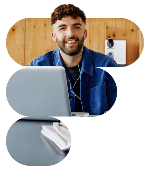 F-vormige afbeelding van fiber met een persoon die surft