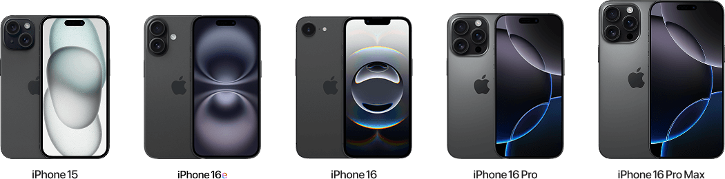iPhone line-up: iPhone15, iPhone16e, iPhone16, iPhone16 Pro, iPhone16 Pro Max