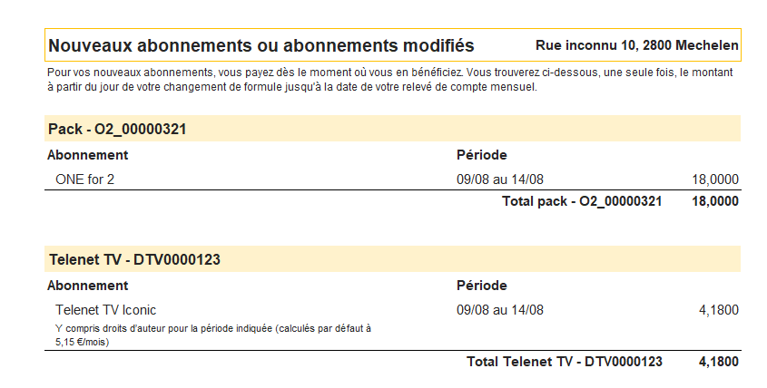 Votre relevé de compte ONE