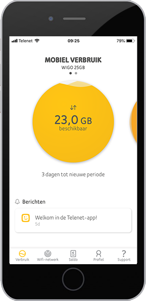 Telenet-app screen