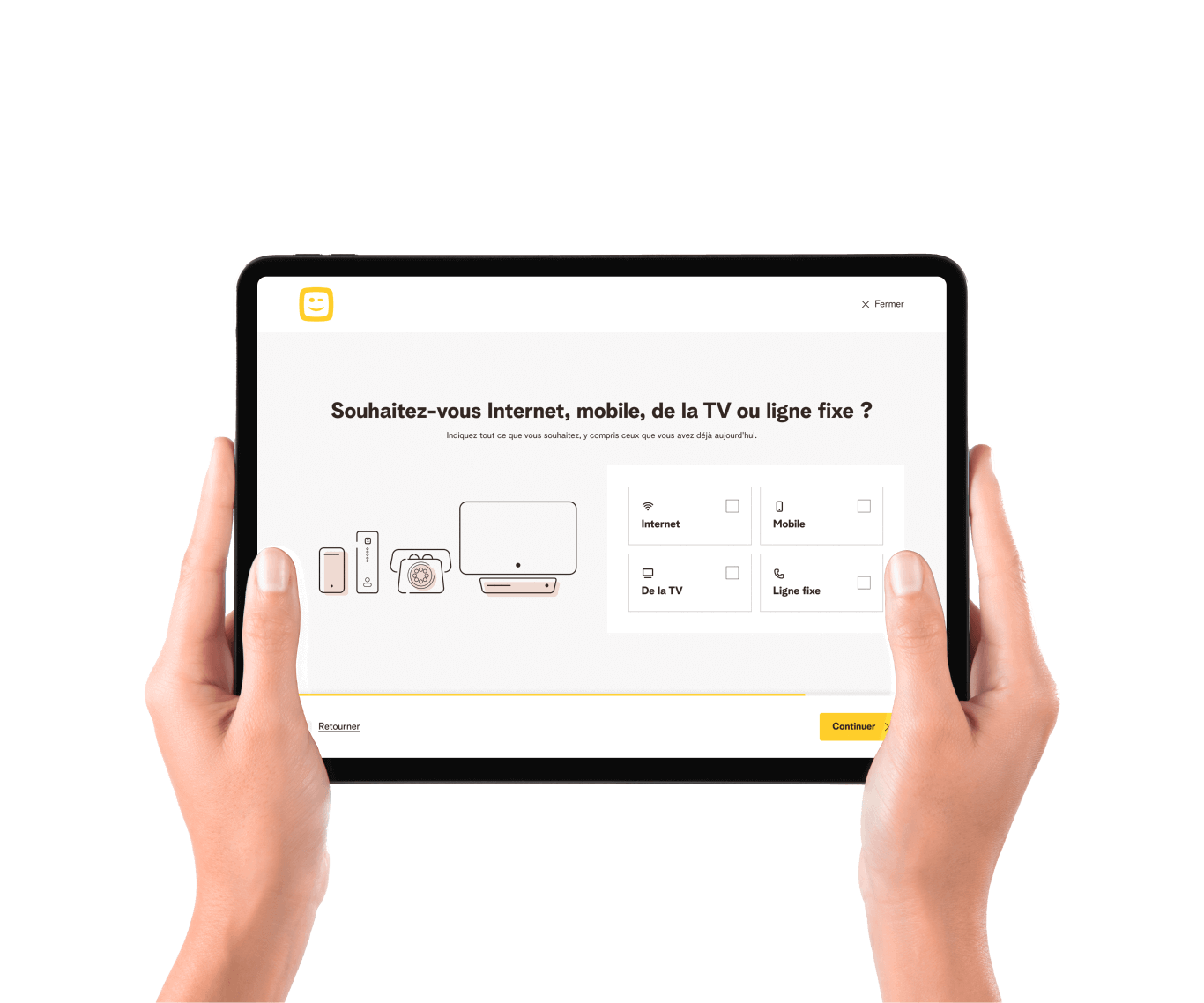Image de la recherche de produits sur une tablette