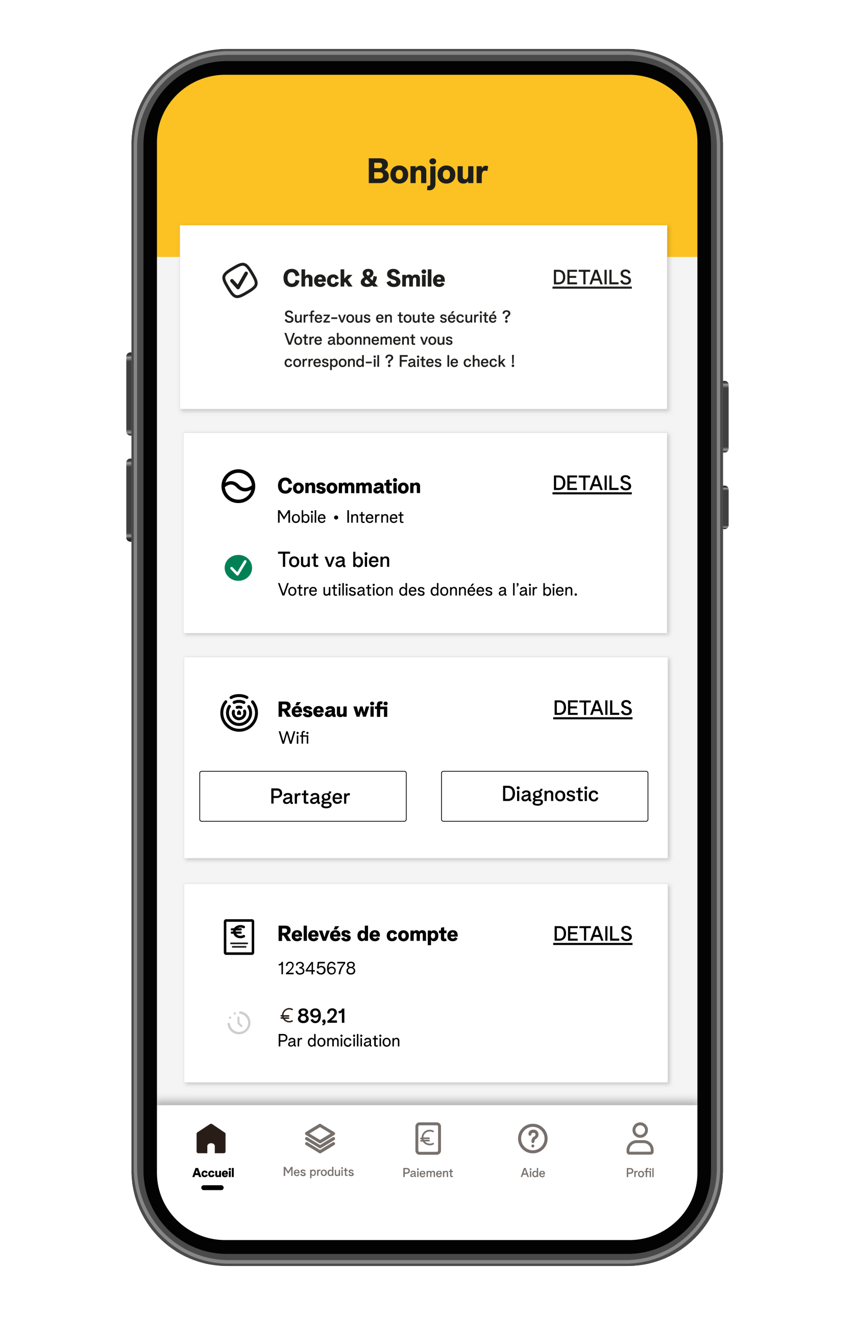 Voorbeeld van de Telenet-app