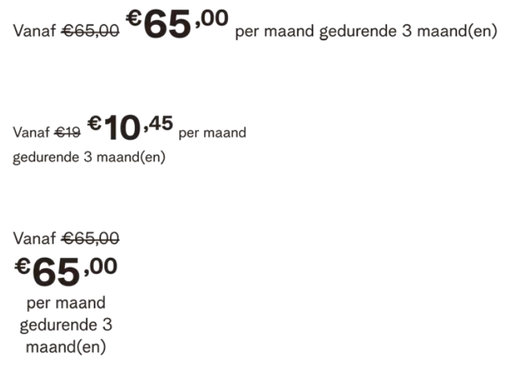 Textual pricing example