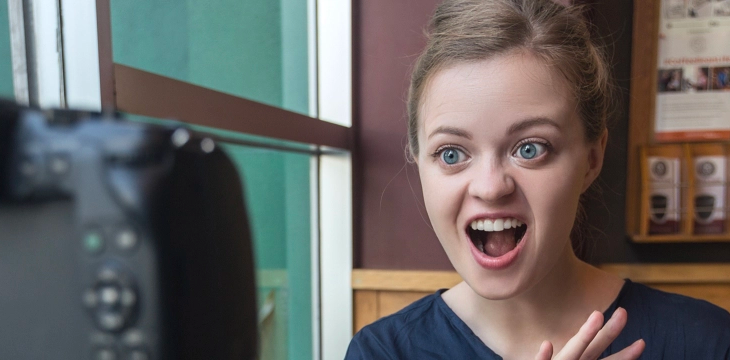 Woman camera surprise