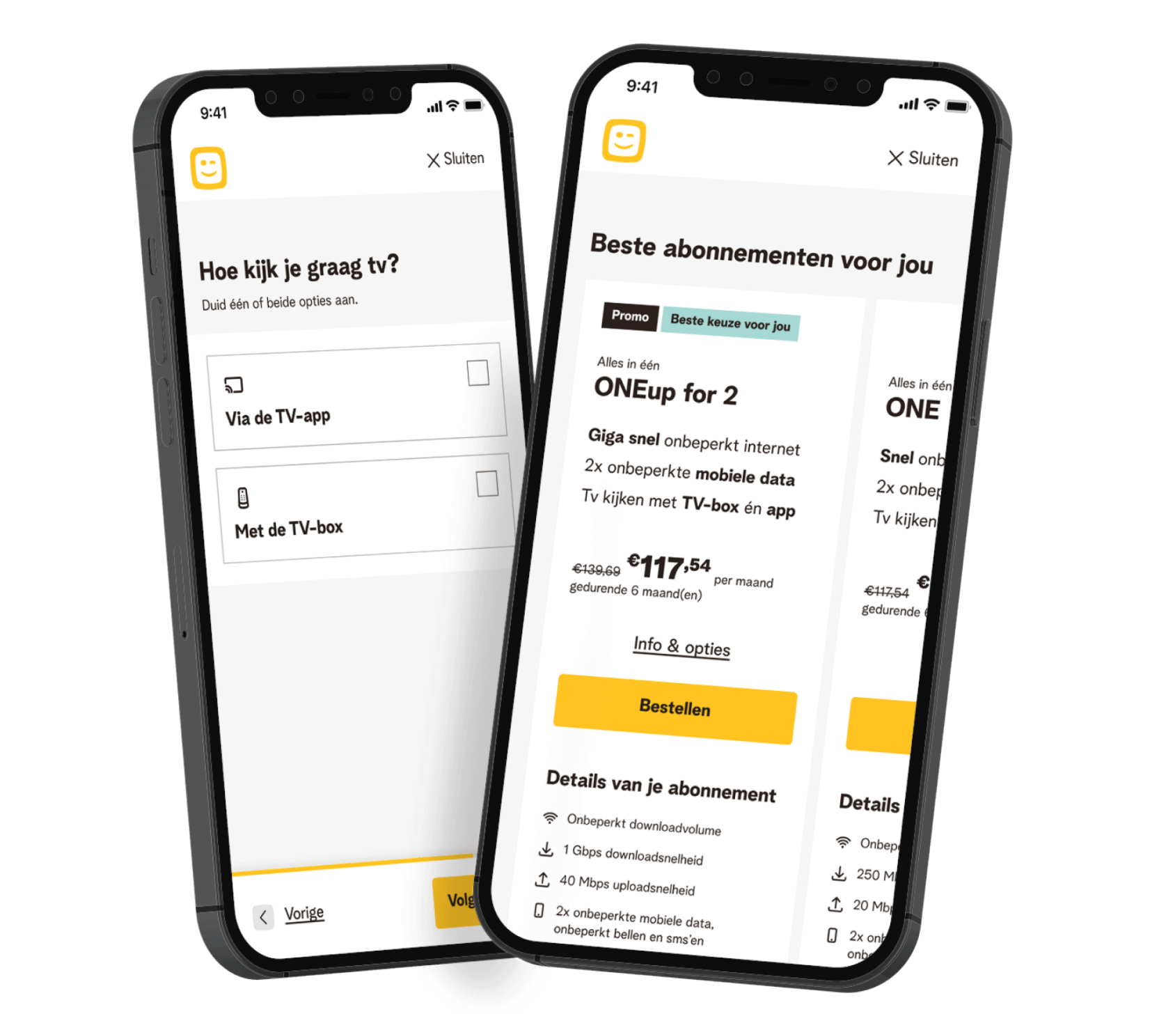 Afbeelding van de product finder op een telefoon